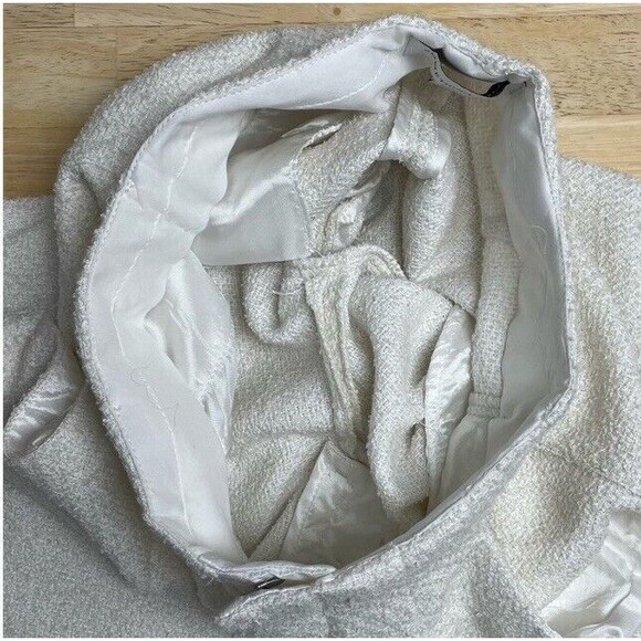 Something Navy Tweed Frayed Wide Leg Pants Ivory Coastal Bridal Chic Casual 2 - Picture 6 of 14